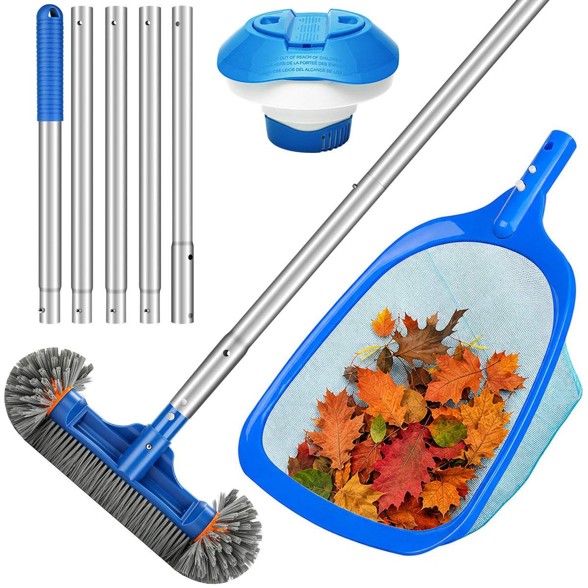 ARCTICSEA front view of full pool cleaning kit showing included tools and benefits