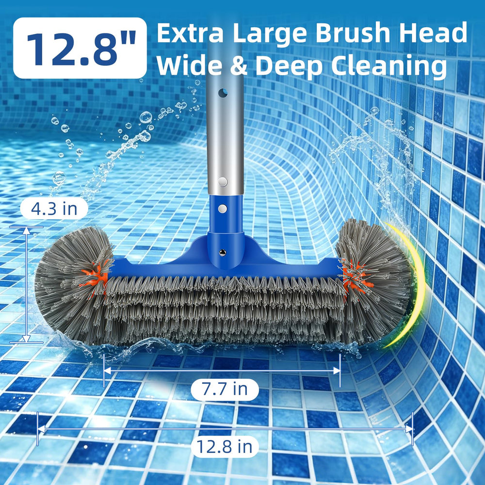 ARCTICSEA extended aluminum pole in use reaching pool center for easier cleaning