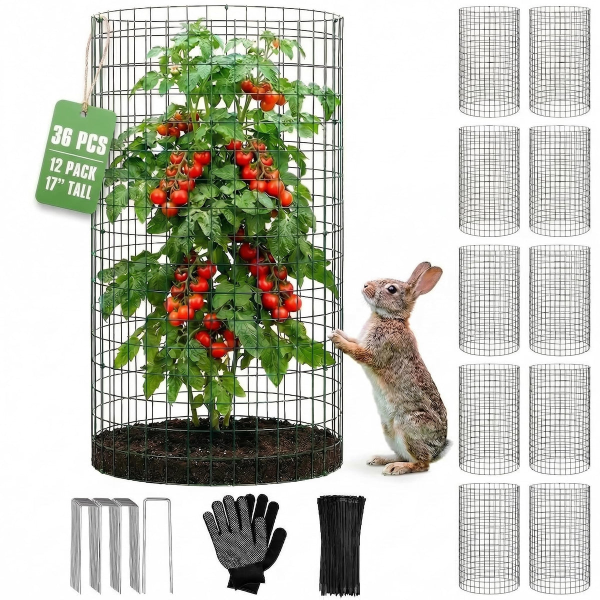 ArdeFentium front view assembled cage protecting plant, durable containment benefit