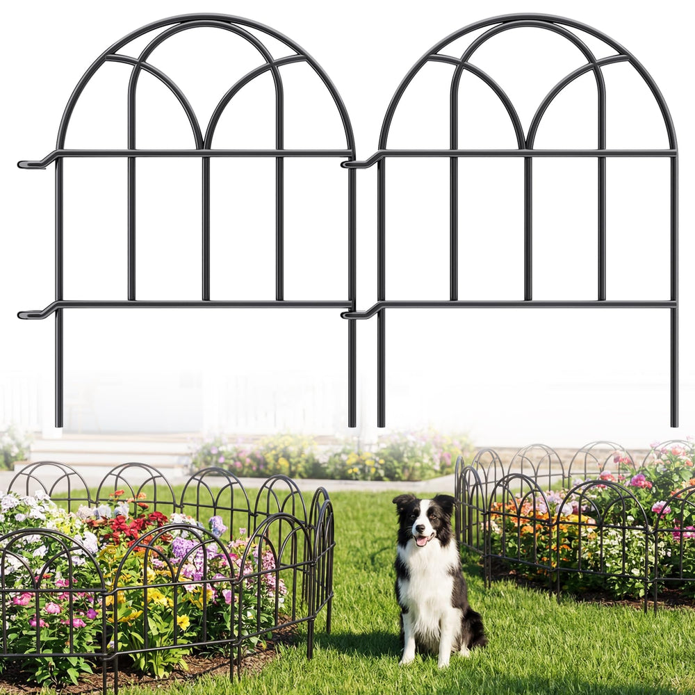 ArdeFentium front view of 19-panel fence showing full decorative border and quick setup