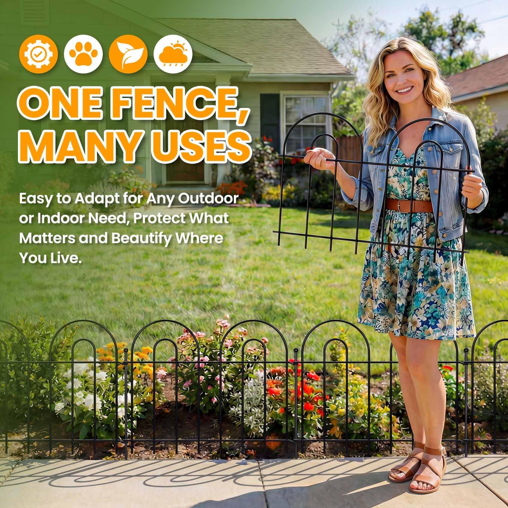 ArdeFentium fence with small dog demonstrating anti-dig yard protection
