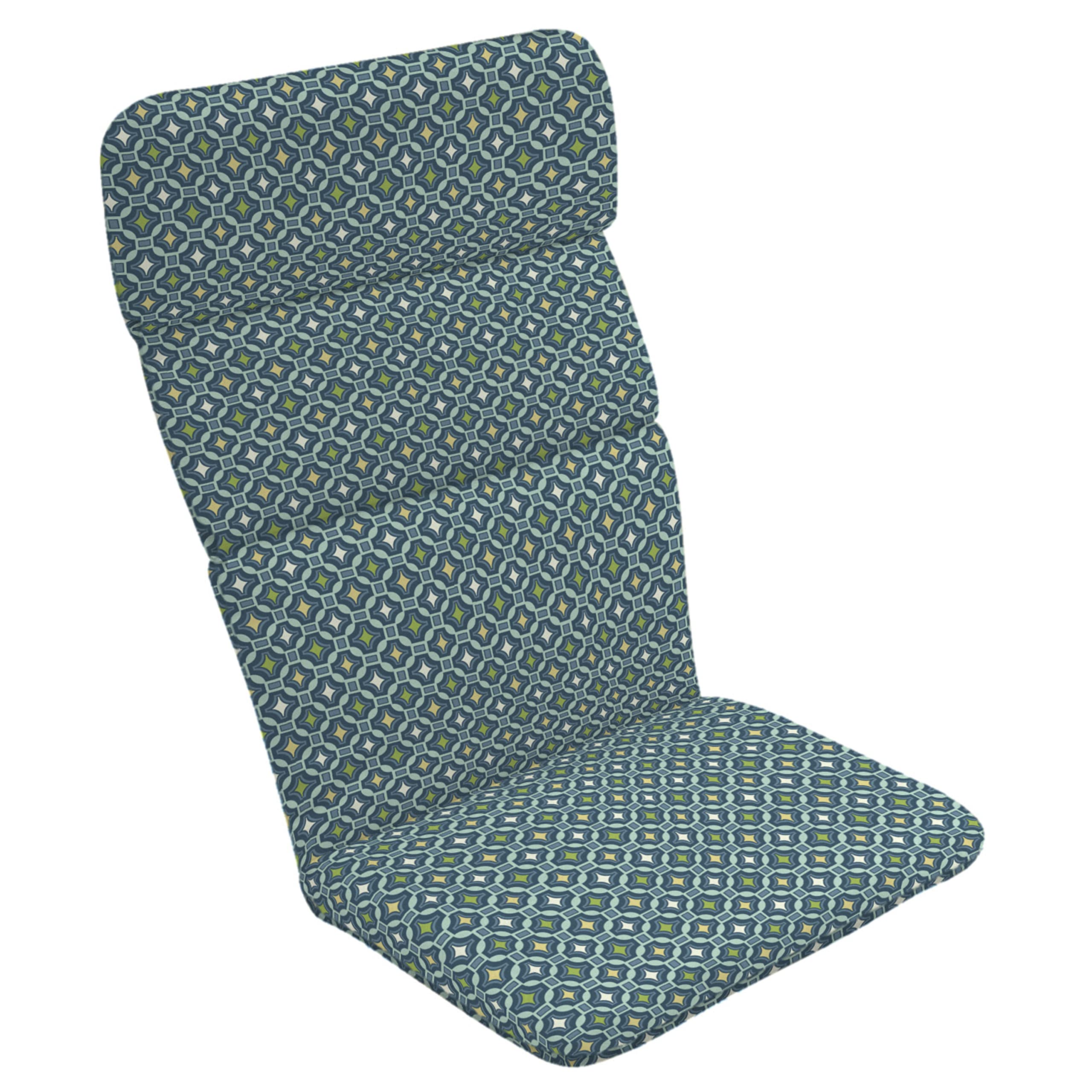 Arden Selections front view of Alana Tile cushion set showing fit and pattern benefit: stylish outdoor upgrade