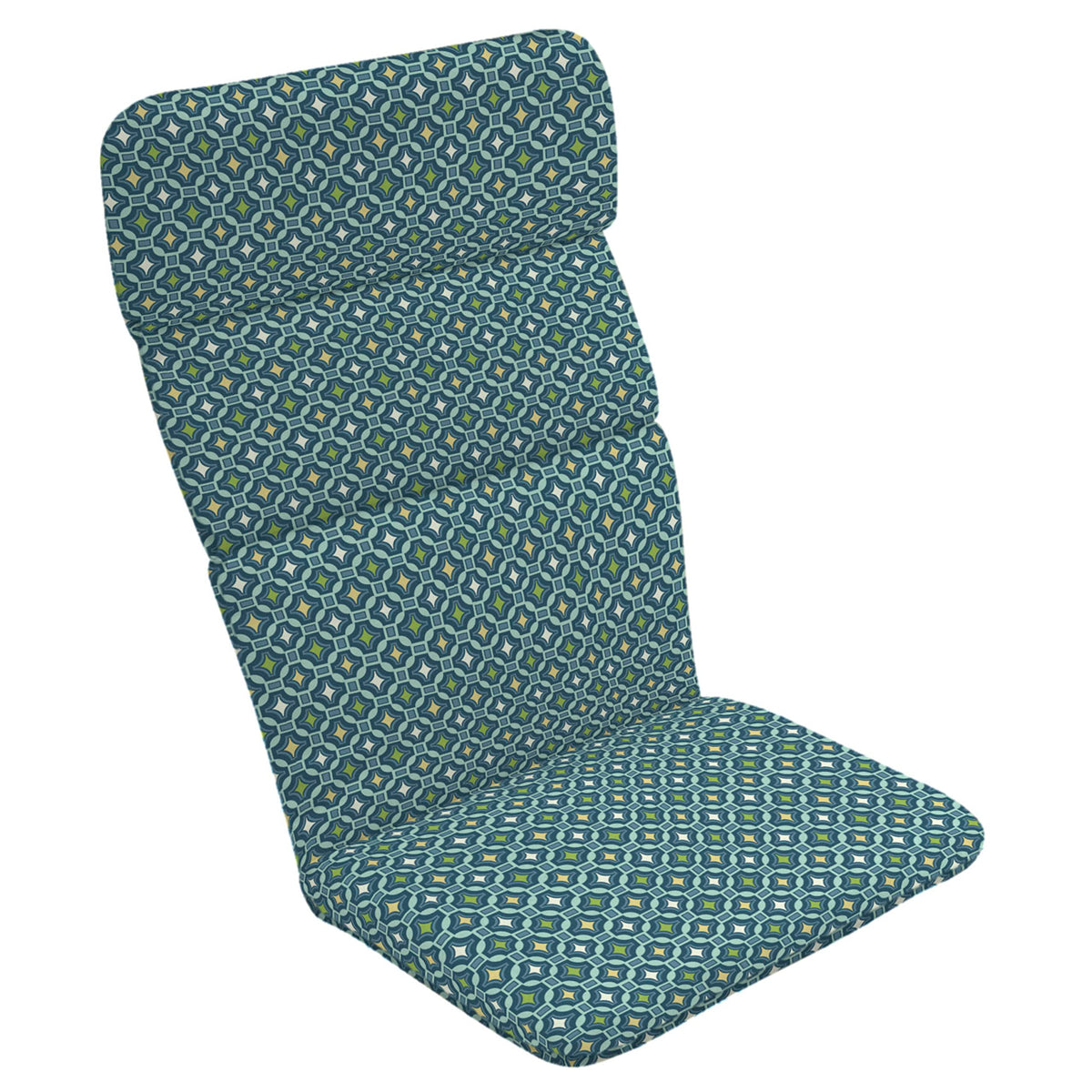 Arden Selections front view of Alana Tile cushion set showing fit and pattern benefit: stylish outdoor upgrade