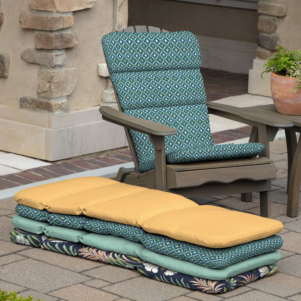 Arden Selections cushion placed on rocking chair showing stability and relaxed outdoor use