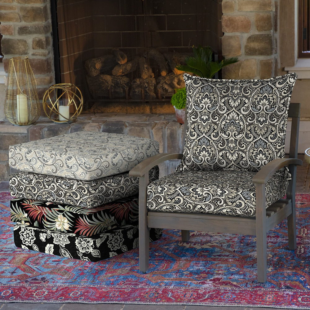 Arden Selections cushions styled on patio lounge demonstrating relaxed outdoor comfort