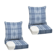 Arden Selections front view of blue shibori striped cushion set showing color and fit