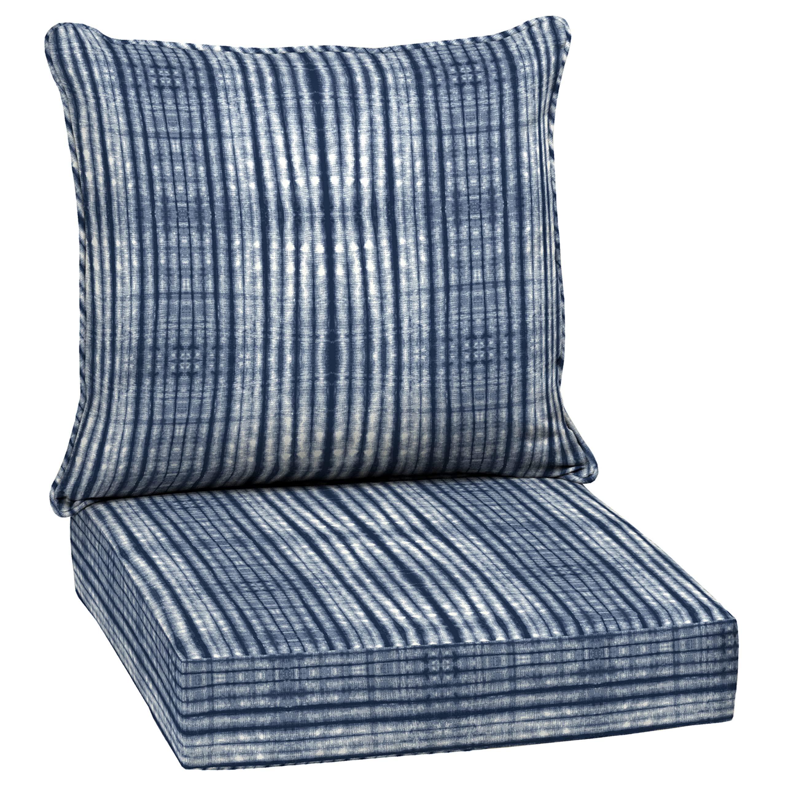 Arden Selections front view of Blue Shibori Stripe cushion set showing vibrant pattern and fit