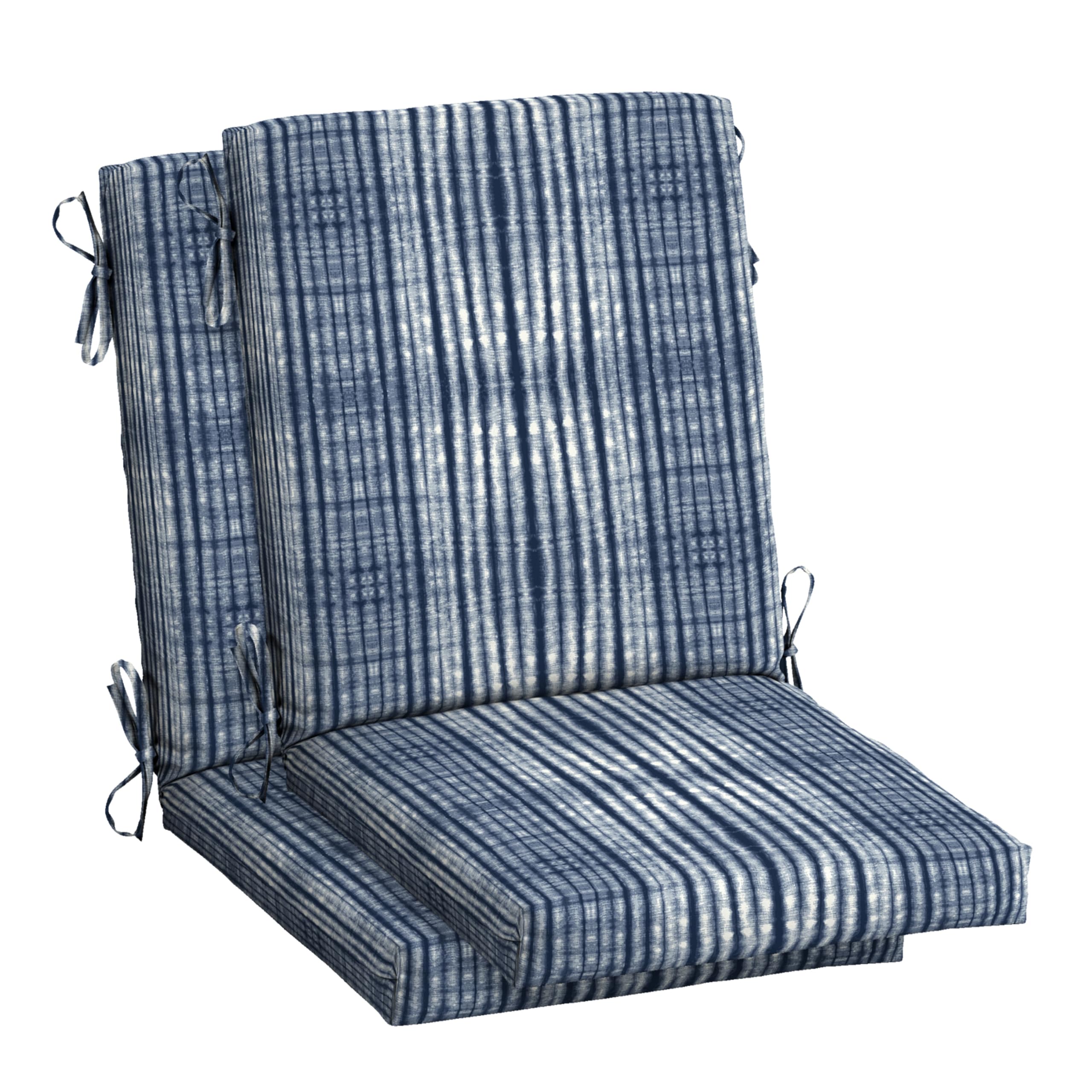 Arden Selections front view showing blue shibori stripes and comfortable seating