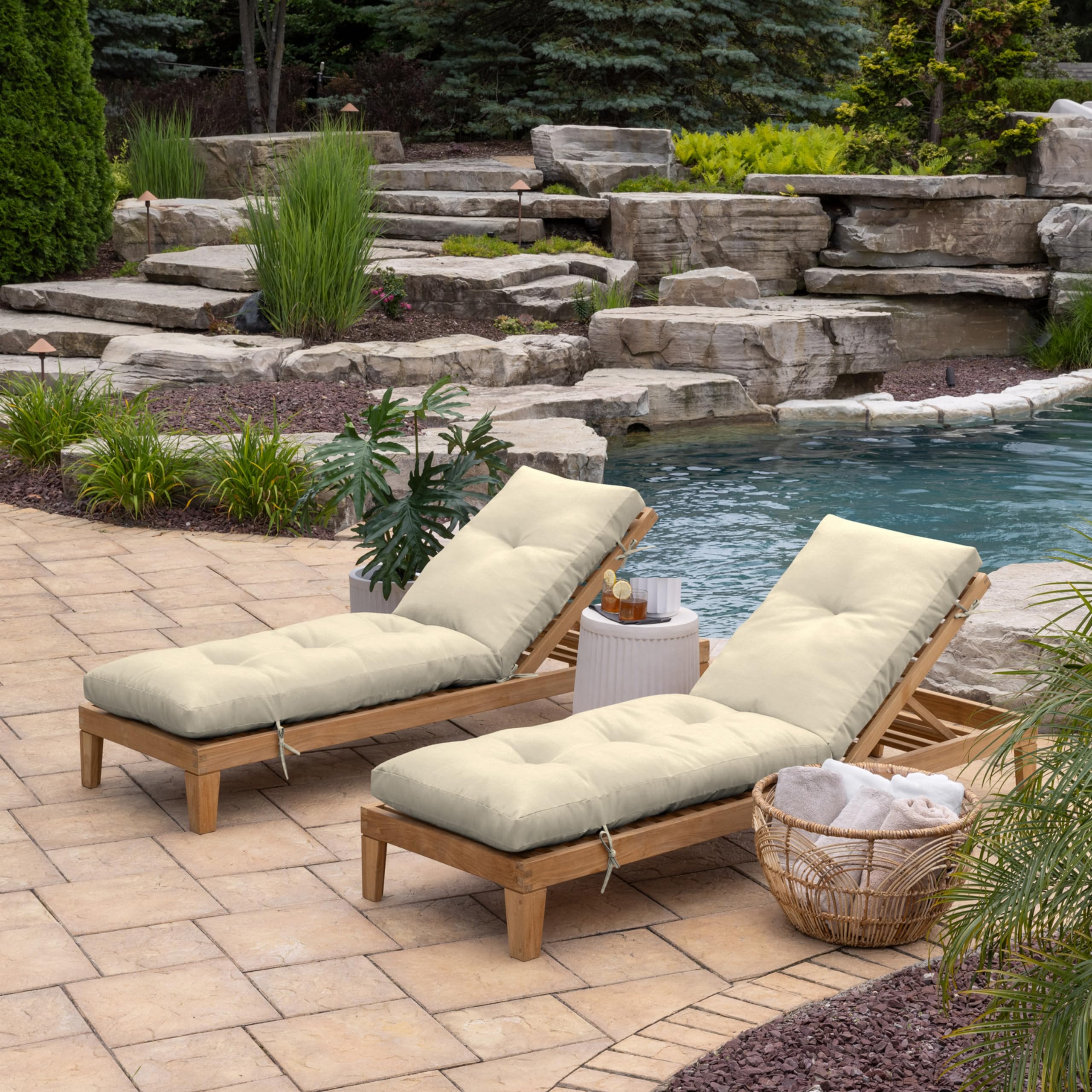 Arden Selections tied to lounger frame demonstrating secure anti-slip attachment
