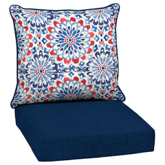 Arden Selections front view of Clark Blue cushion set showing pattern and color benefit