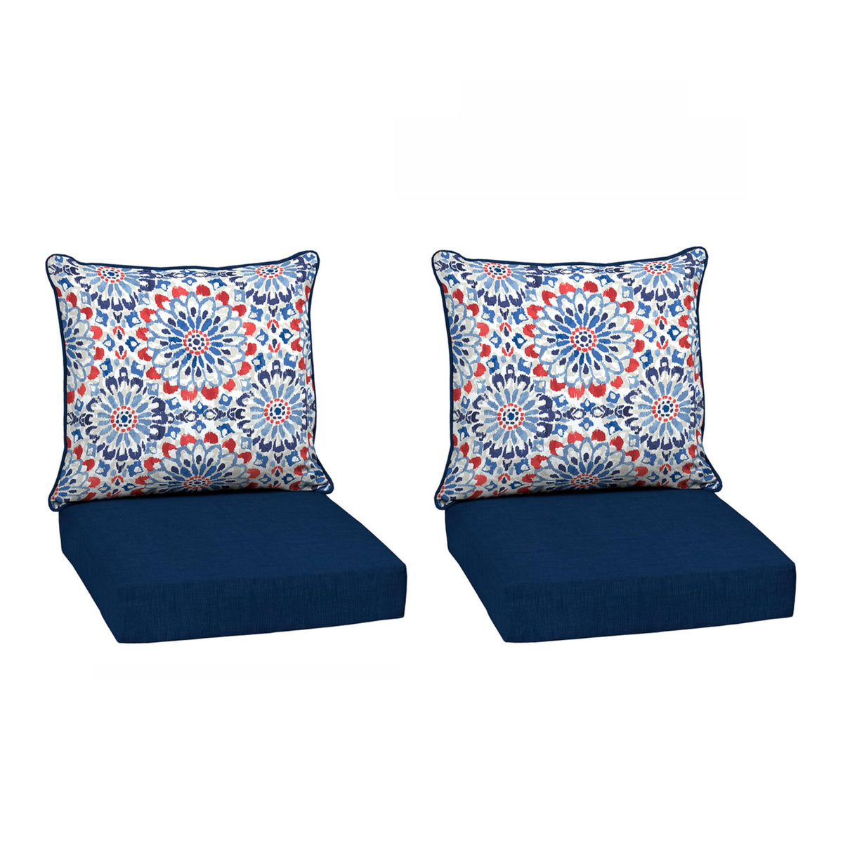 Arden Selections Clark Blue front view showing full cushion set and vibrant color