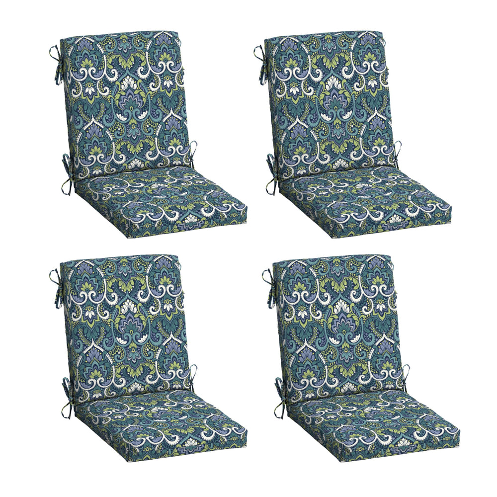 Arden Selections front view of blue damask cushion set showing coordinated pattern and shape