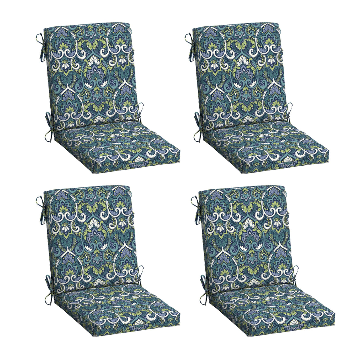 Arden Selections front view of blue damask cushion set showing coordinated pattern and shape