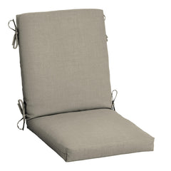 Arden Selections front view of dining chair cushions showing fit and neutral color