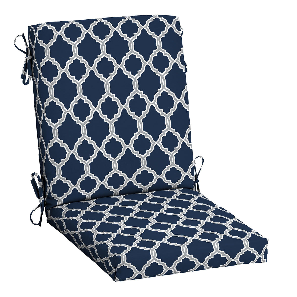 Arden Selections front view of cushion showing sapphire blue Garden Trellis and neat seams for style