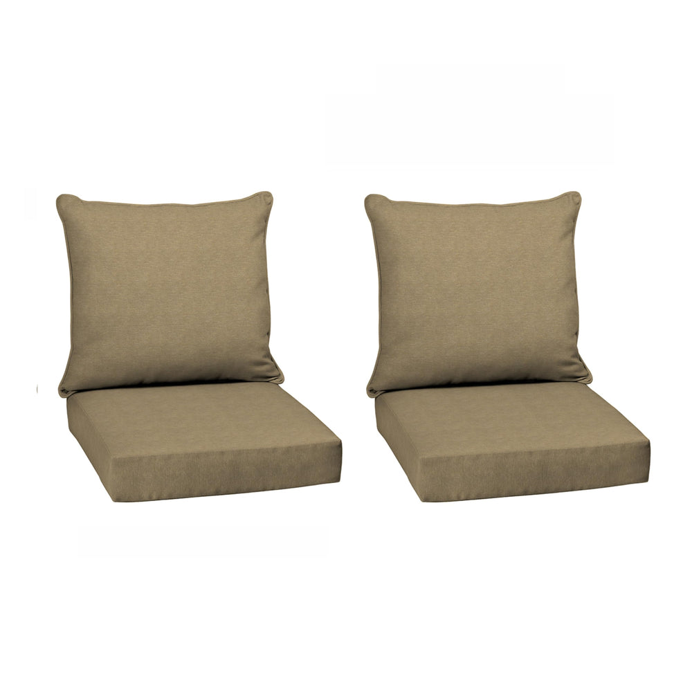 Arden Selections front view of tan Hamilton cushion set showing neat finish and durability