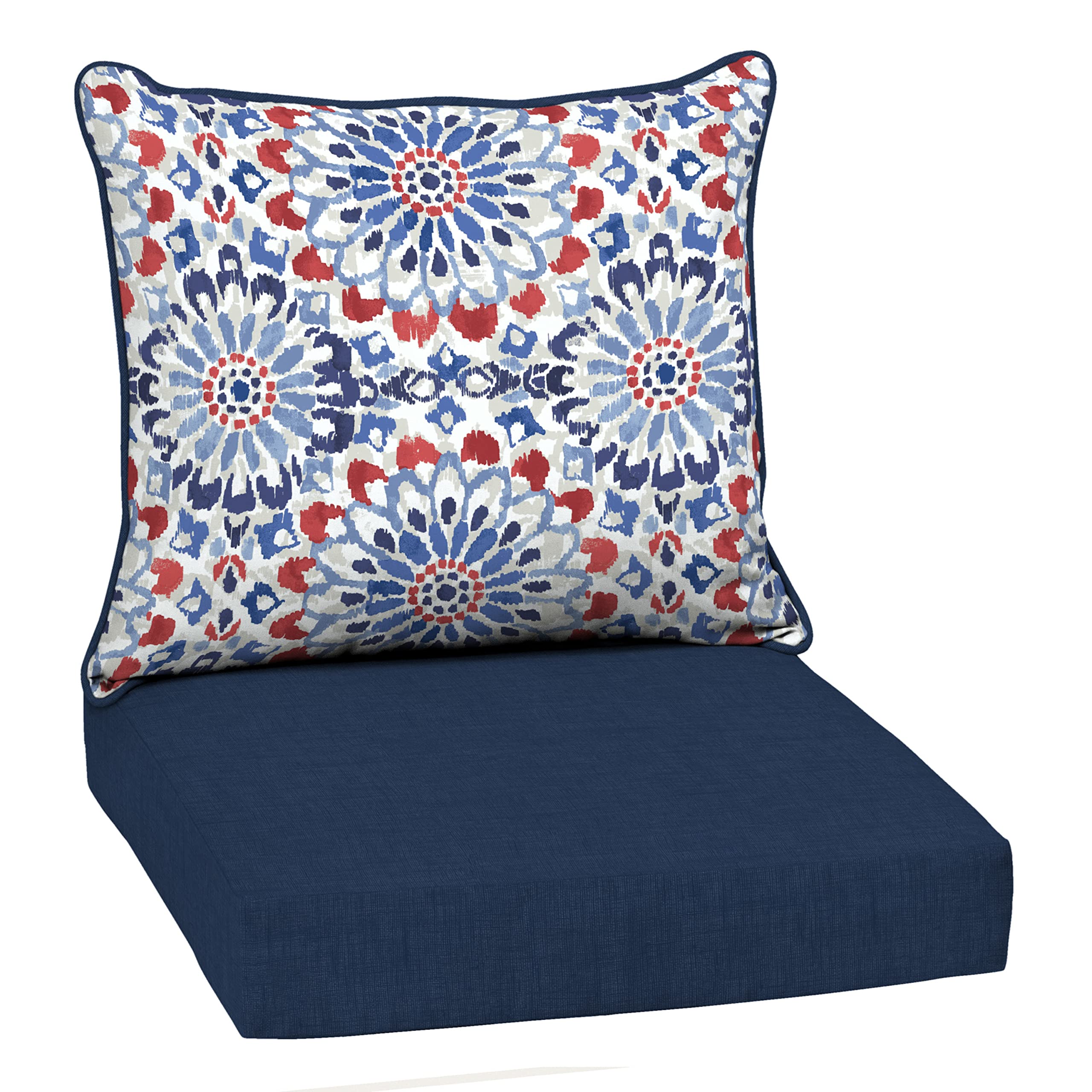 Arden Selections front view of Clark Blue cushion set showing fit and color benefit