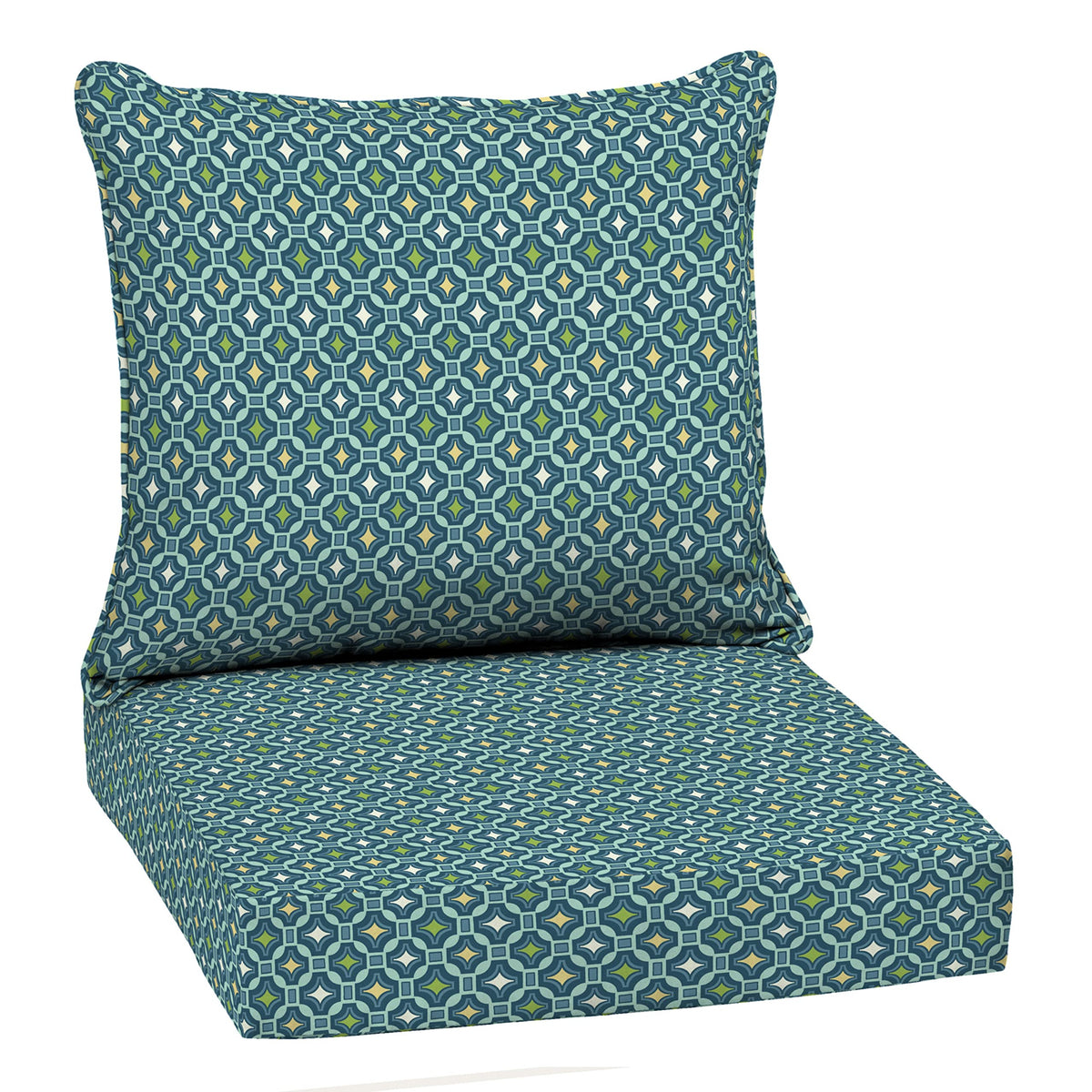 Arden Selections front view of Alana Tile cushions showing pattern and fit benefit