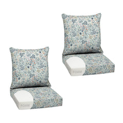 Arden Selections front view of Pistachio Botanical cushions showing pattern and fit benefit