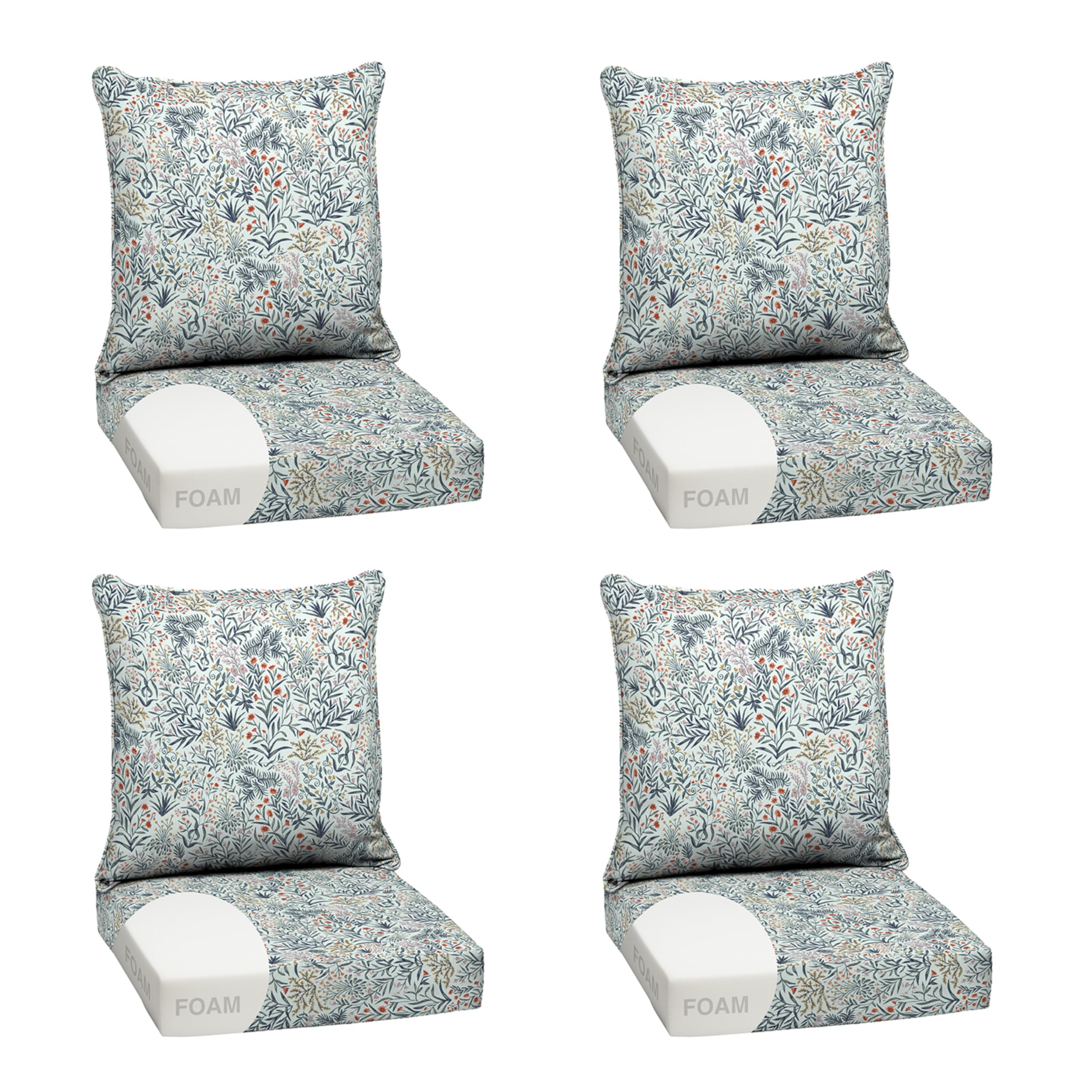 Arden Selections front view of pistachio botanical cushions showing coordinated color and fit