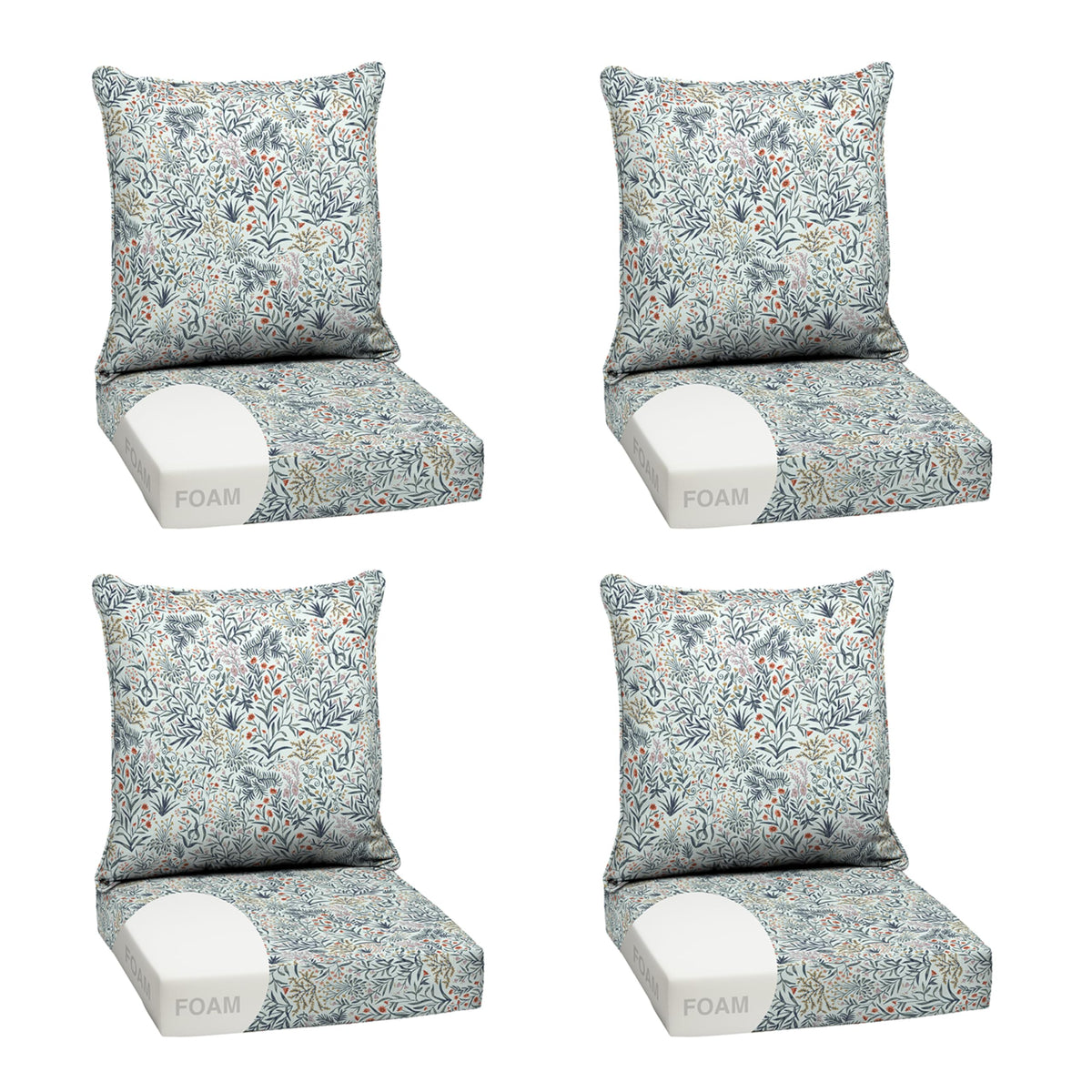 Arden Selections front view of pistachio botanical cushions showing coordinated color and fit