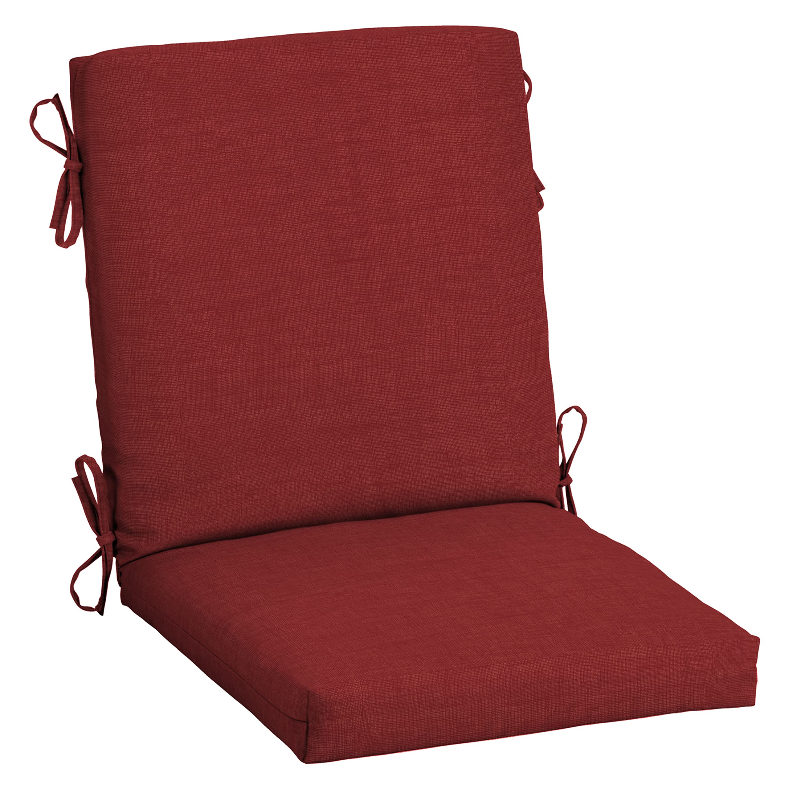 Arden Selections front view of ruby red cushion showing fit and color durability