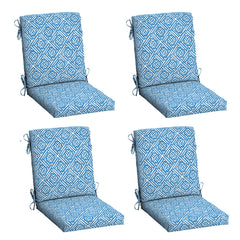 Arden Selections front view of 4-pack Amalfi Blue cushions showing pattern and fit benefits