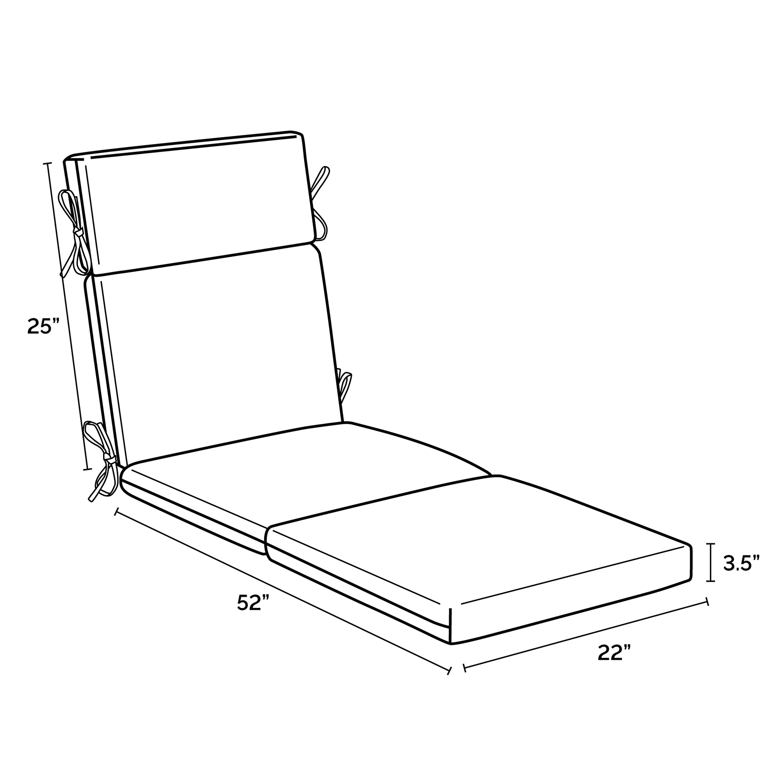 Arden Selections cushion fitted on chaise lounge demonstrating correct sizing
