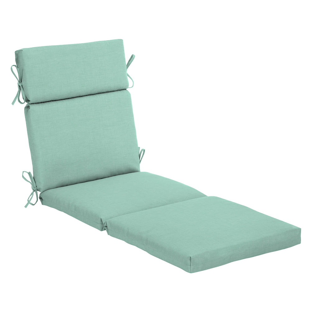 Arden Selections front view showing Aqua Leala chaise cushion vibrant color and fit