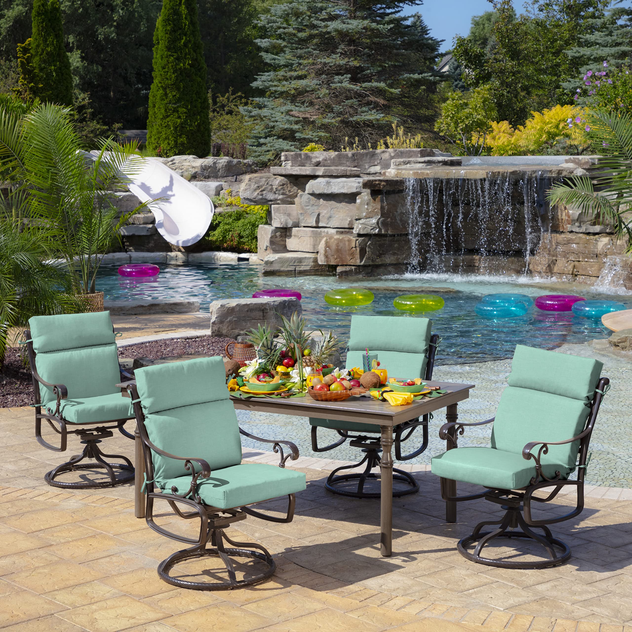 Arden Selections water beading on Aqua Leala fabric demonstrating repellent finish