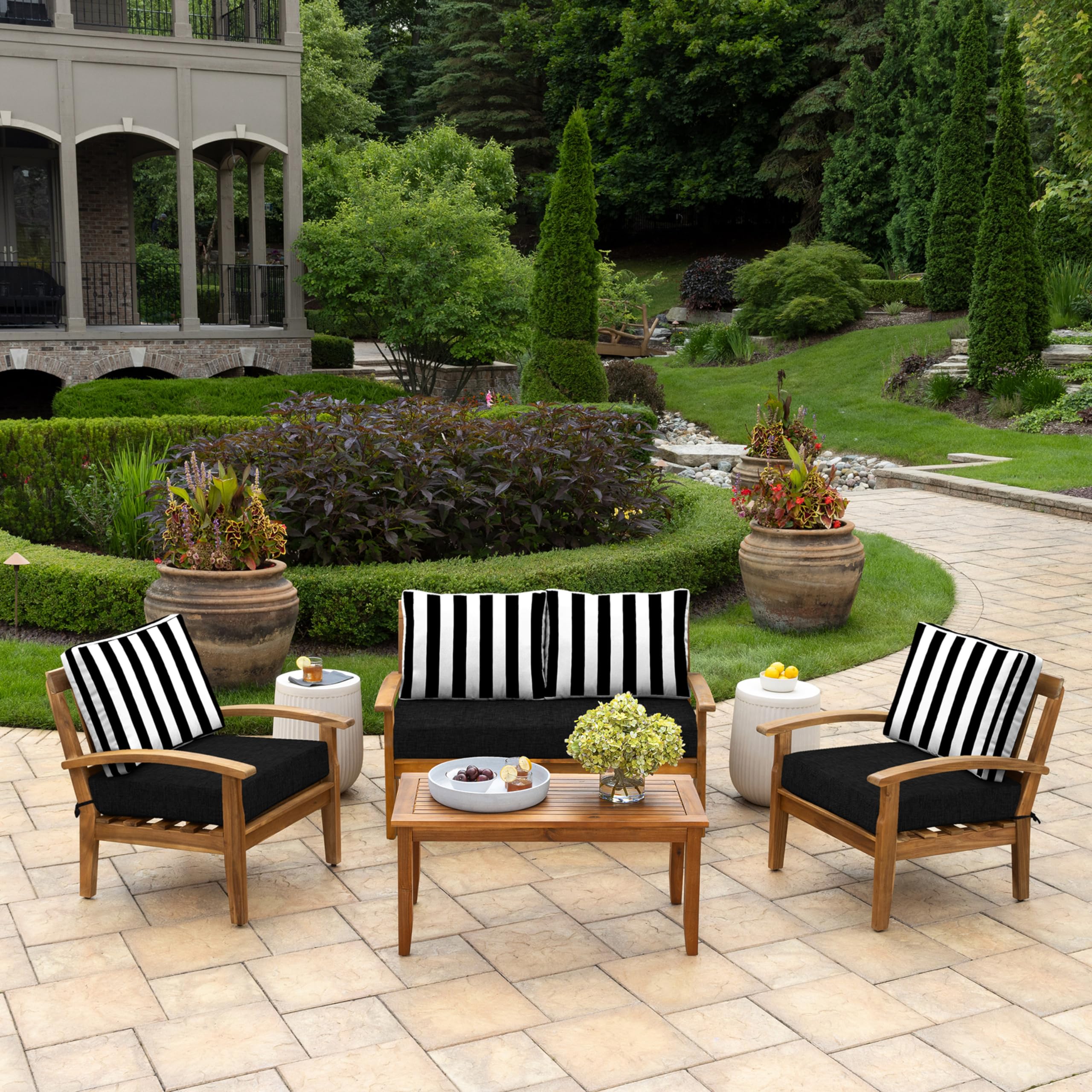 Arden Selections two back pillows arranged showing comfortable lumbar support benefit