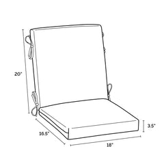 Arden Selections rear view of cushion ties showing four sets securing cushion firmly to chair