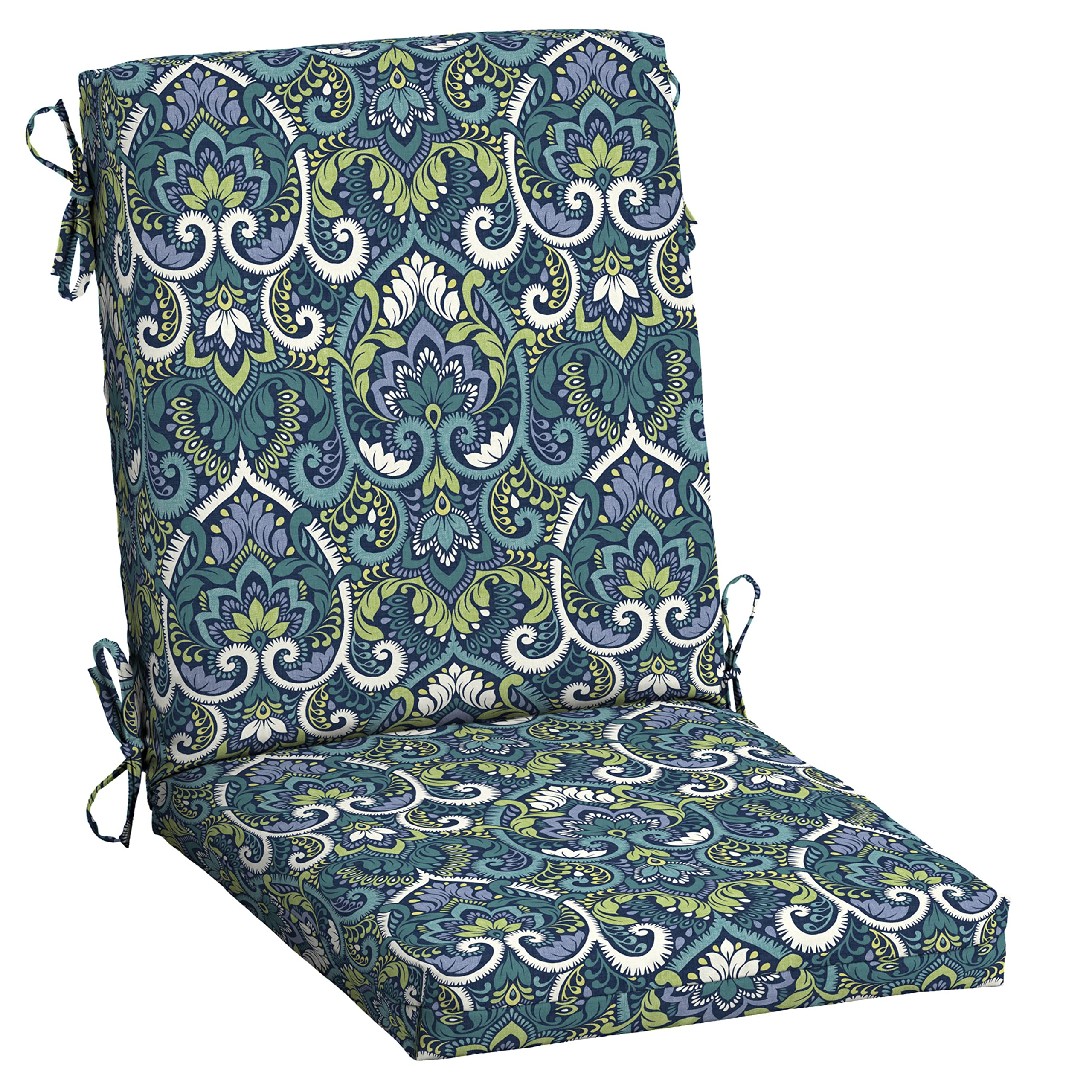 Arden Selections front view of blue damask cushion showing pattern and fit