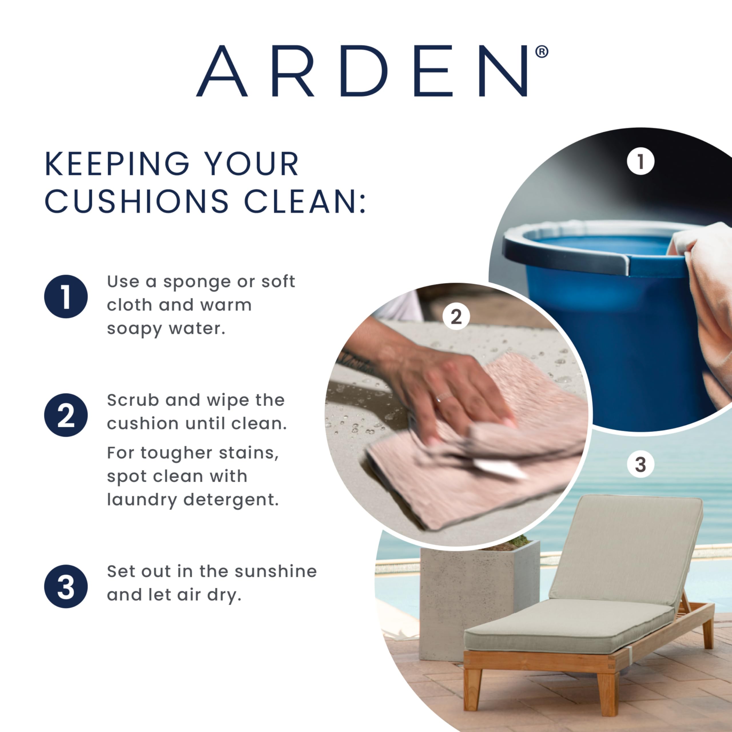 Folded Arden Selections cushions stored indoors showing easy storage and care