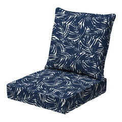 Arden Selections front view of Blue Palm cushions showing pattern and fit comfort