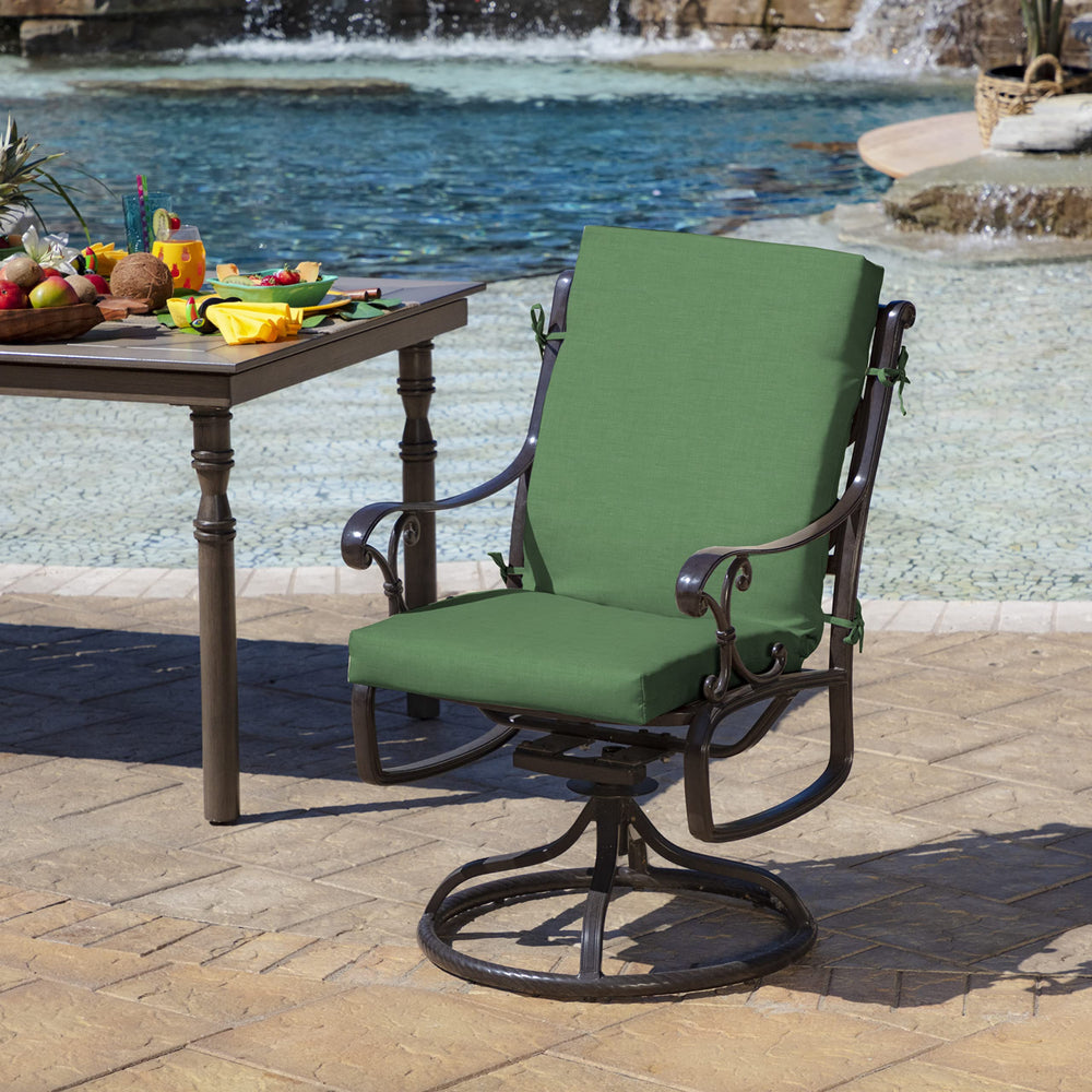 Arden Selections cushions on a patio chair on a deck offering comfortable outdoor seating
