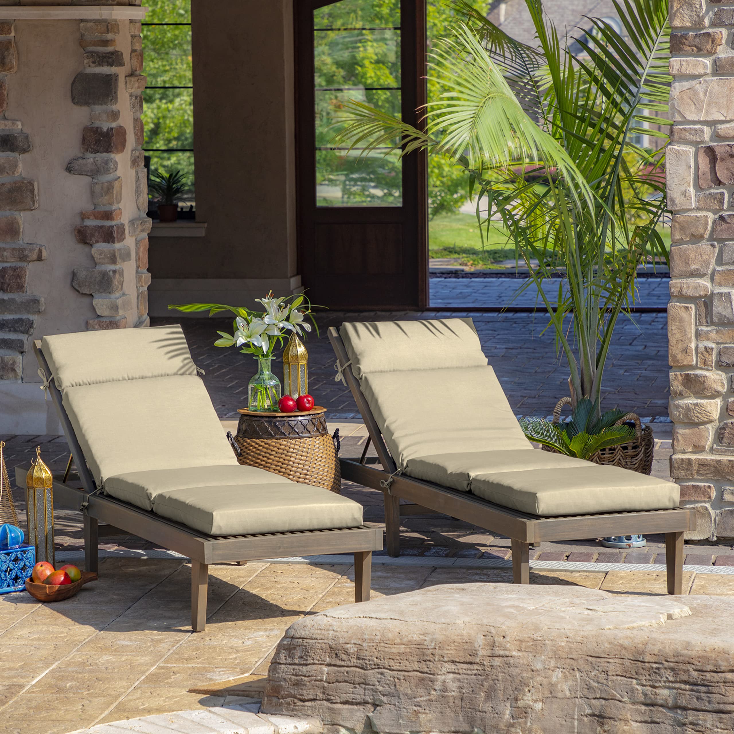 Arden Selections cushion by pool displaying proper size and lounge fit