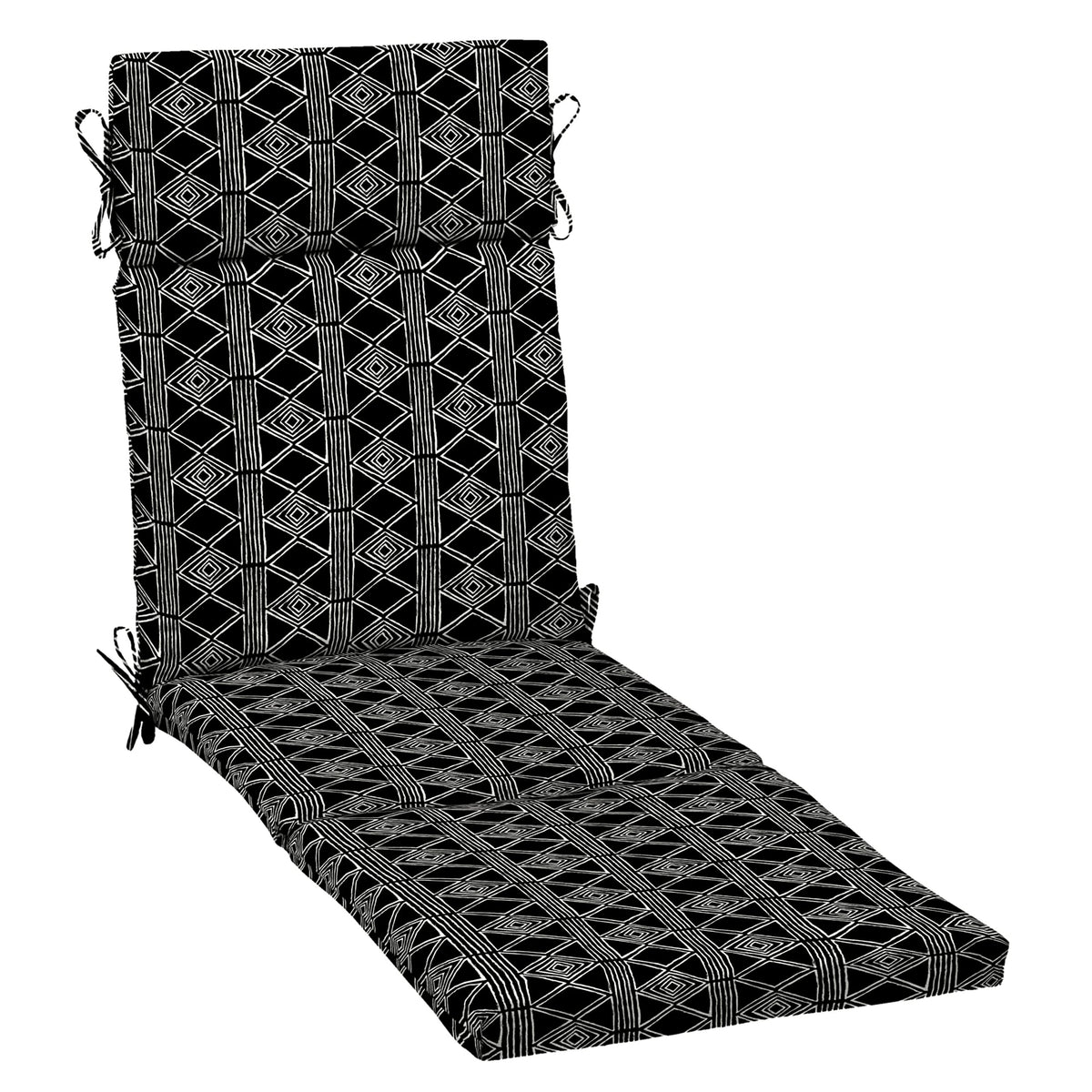 Arden Selections front view of chaise cushion showing Black Global Stripe and full coverage
