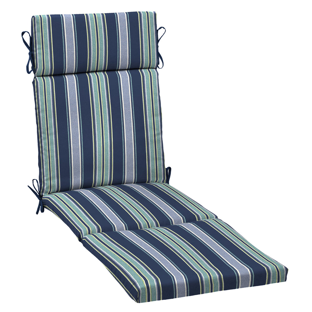 Arden Selections front view blue stripe chaise cushion showing full fit and visual appeal