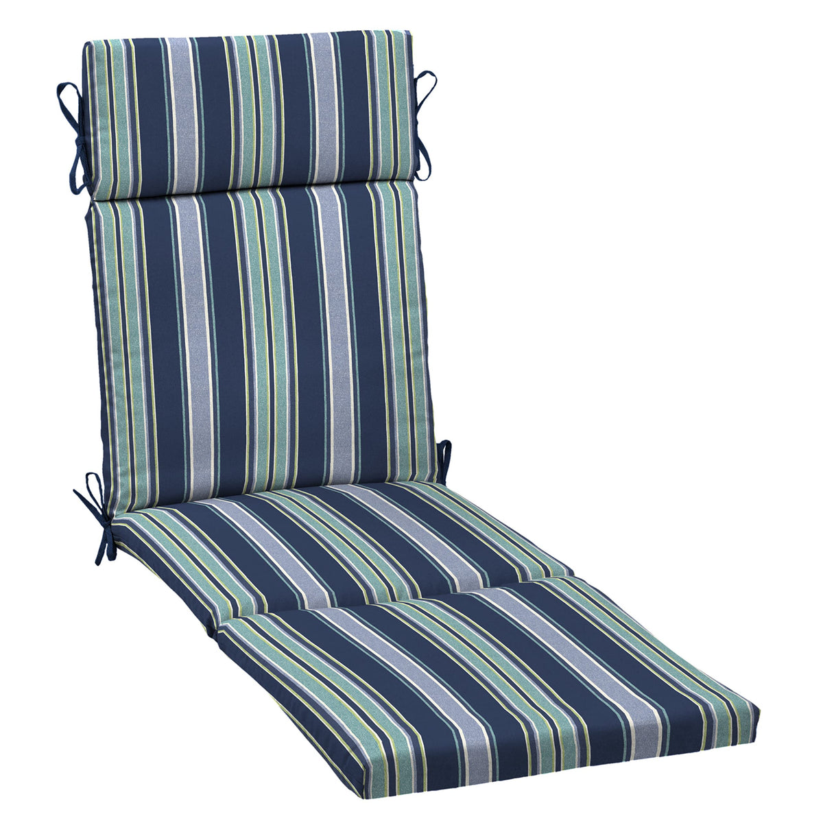 Arden Selections front view blue stripe chaise cushion showing full fit and visual appeal