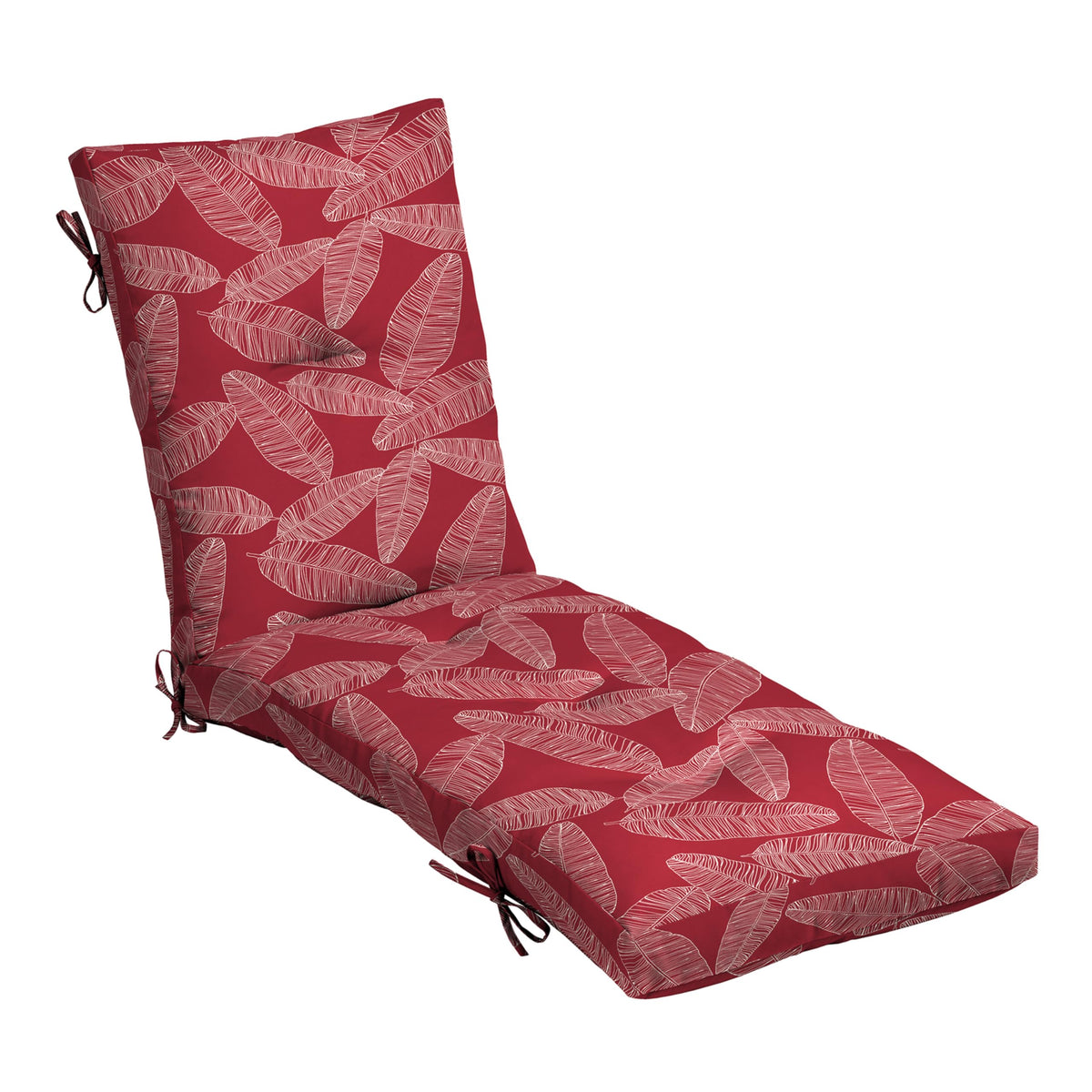 Arden Selections chaise cushion front view in Red Leaf Palm showing full pattern and shape for stylish lounging