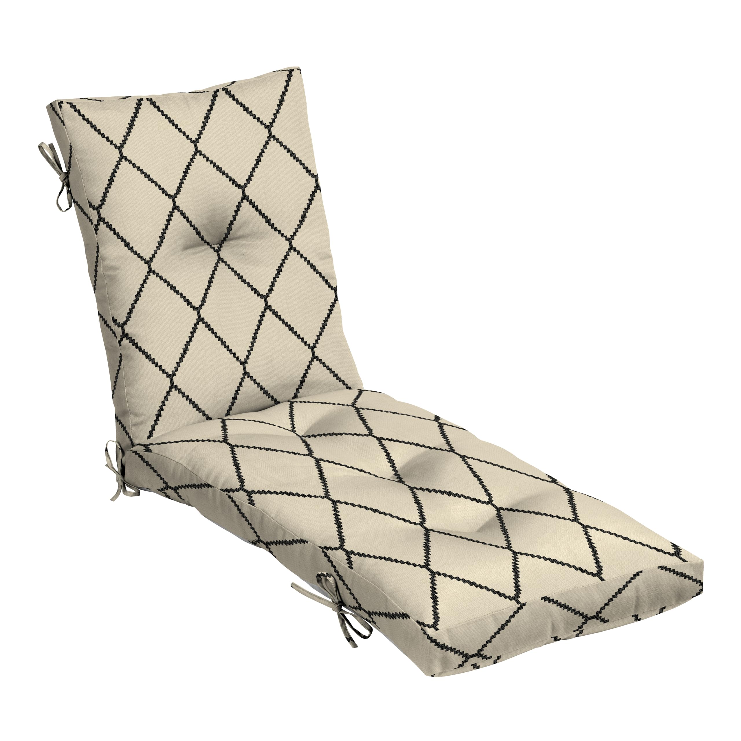 Arden Selections front view of tan trellis chaise cushion showing full fit and style benefit