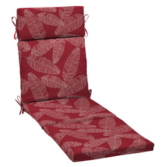 Arden Selections front view of chaise cushion showing red leaf palm pattern and comfort