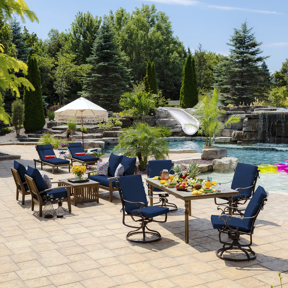 Arden Selections chaise cushion in patio setting showing how it elevates outdoor décor