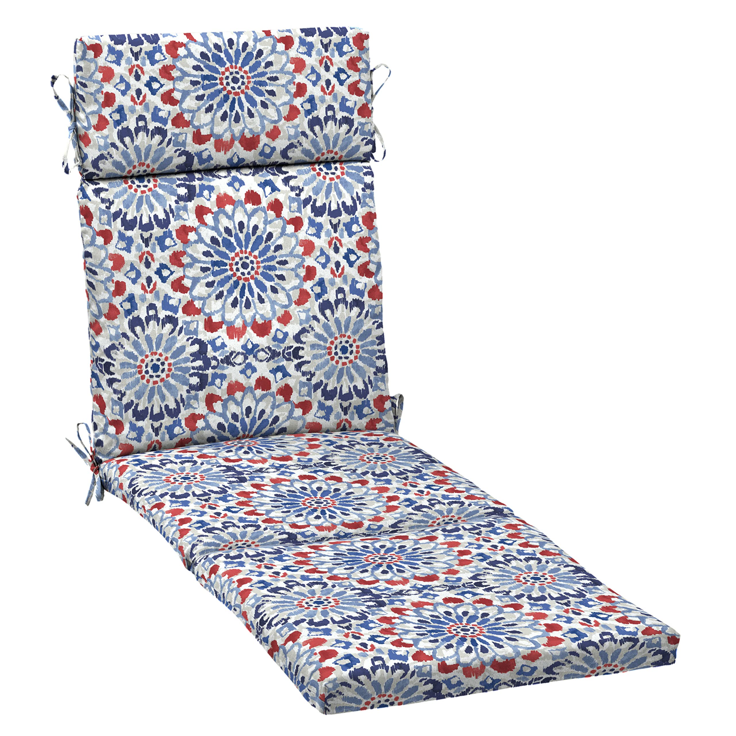 Arden Selections front view of Clark Blue chaise cushion showing full length and color, enhances patio comfort