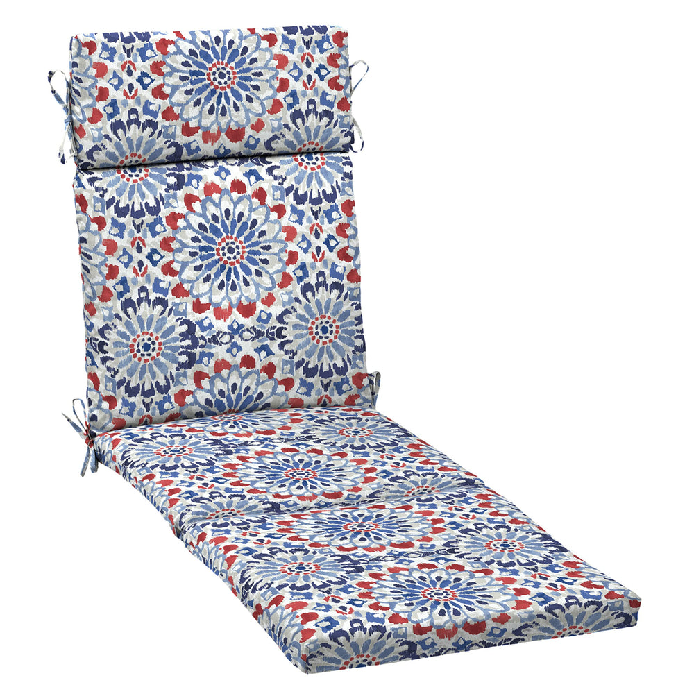 Arden Selections front view of Clark Blue chaise cushion showing full length and color, enhances patio comfort