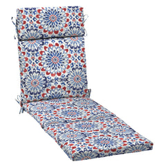 Arden Selections front view of Clark Blue chaise cushion showing full length and color, enhances patio comfort