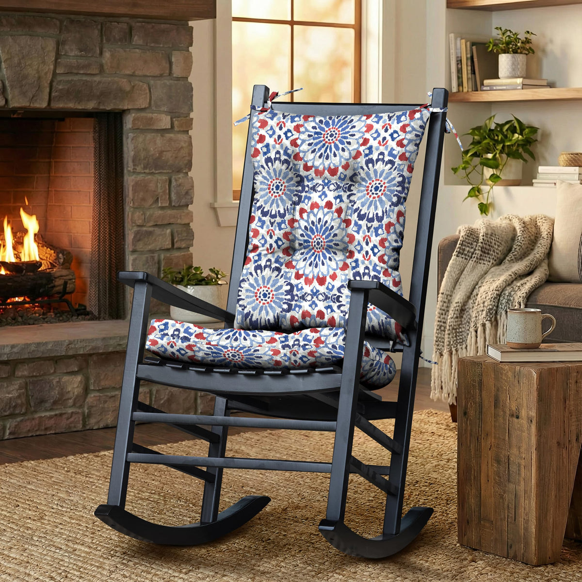 Arden Selections Clark Blue front view showing full two-piece cushion set and plush look