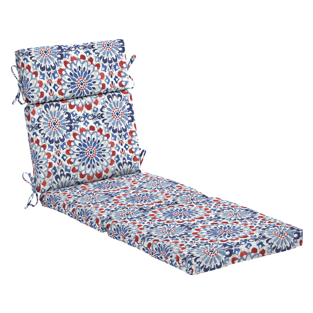 Arden Selections front view of Clark Blue chaise cushion showing full length and fit