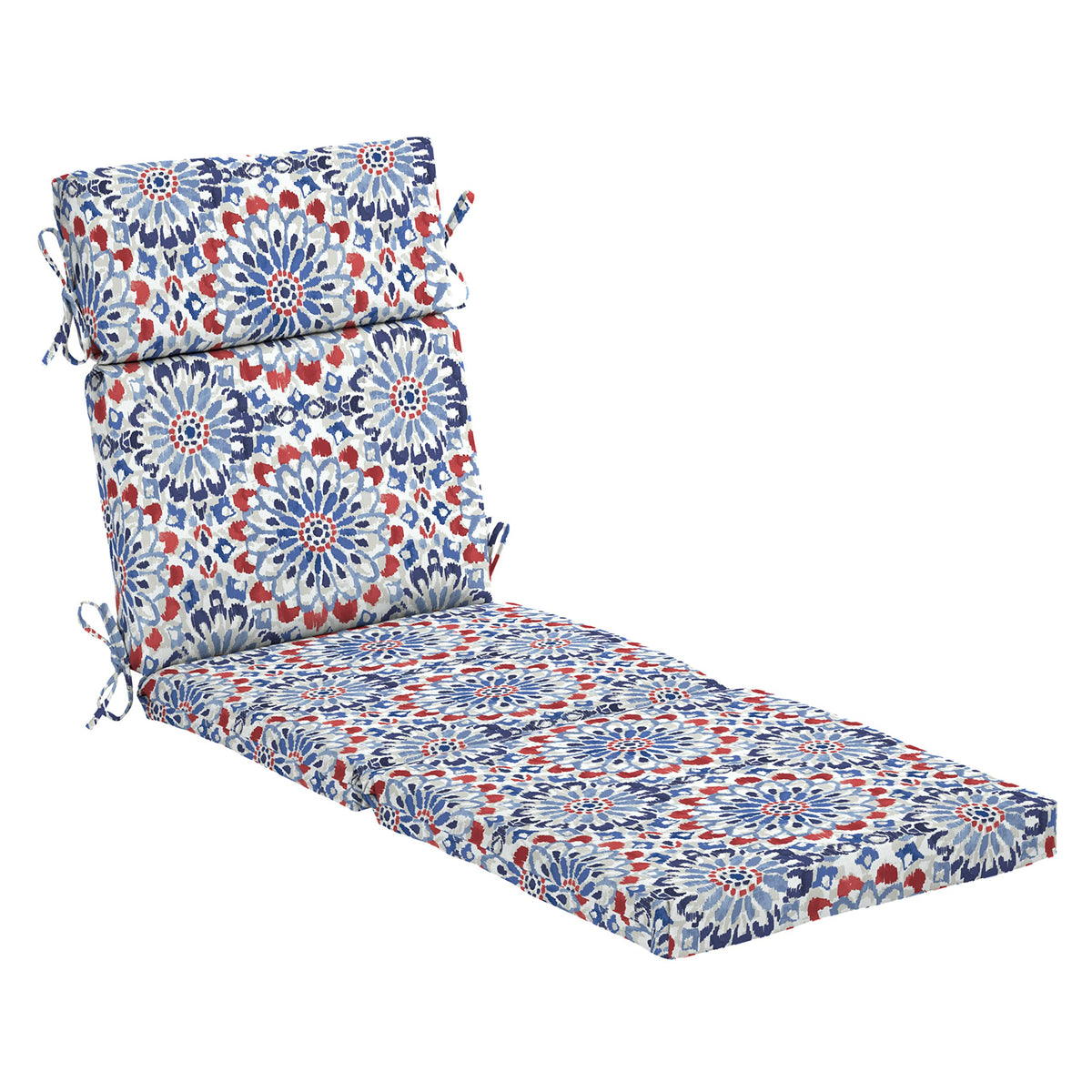 Arden Selections front view of Clark Blue chaise cushion showing full length and fit